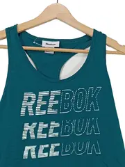 Vorschaubild 5 von Damen Tanktop Gr. 36/S Sportlich Petrol Schriftzug Baumwolle Polyester