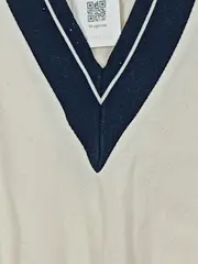 Vorschaubild 4 von Damen Pullunder V-Ausschnitt Beige Navy Preppy Gr. S Baumwolle