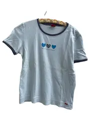 Vorschaubild 1 von Damen T-Shirt Herz-Print Love & Peace Hellblau Gr. M