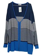 Vorschaubild 1 von Damen Strickjacke Gr. 52/54 Maritim Blau Weiß Gestreift