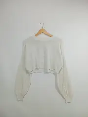 Vorschaubild 2 von Pullover Damen Strickpullover Cropped Rippstrick Beige Größe 36;S