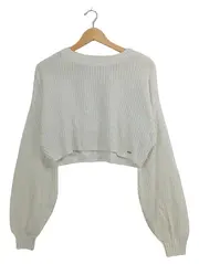 Vorschaubild 1 von Pullover Damen Strickpullover Cropped Rippstrick Beige Größe 36;S