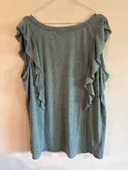 Vorschaubild 2 von Damen Shirt Rüschen Türkis Gr. 44 XXL V-Ausschnitt Top