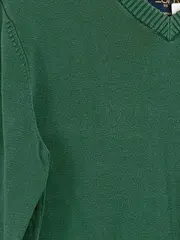 Vorschaubild 6 von Pullover Herren V-Ausschnitt Strickpullover Logo Grün Gr. M Baumwolle