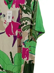 Vorschaubild 3 von Damen T-Shirt Gr. XL Grün Florales Muster Kurzarm Viskose