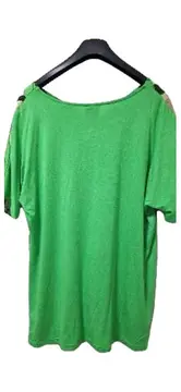 Vorschaubild 2 von Damen T-Shirt Gr. XL Grün Florales Muster Kurzarm Viskose