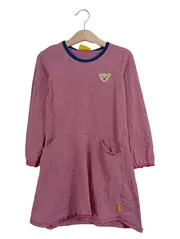 Vorschaubild 1 von Kinder Kleid Mädchen gestreift Teddy-Applikation Gr. 116 Rosa