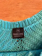 Vorschaubild 5 von Strickpullover Lochmuster Baumwolle Türkis Gr. 40 L