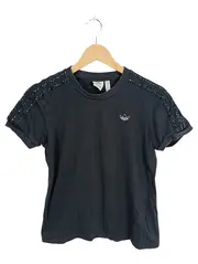 Vorschaubild 1 von Damen T-Shirt Schwarz Gr. 36/S Strass-Details Trefoil Logo