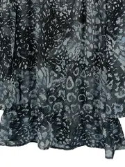 Vorschaubild 5 von Damen Bluse Gr. 38 Grau Animal-Print Langarm Rüschen Chiffon