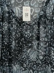 Vorschaubild 4 von Damen Bluse Gr. 38 Grau Animal-Print Langarm Rüschen Chiffon