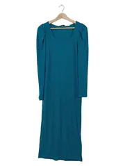 Vorschaubild 1 von Strickkleid Damen Gr. S Petrol Langarm Rippstrick Midi