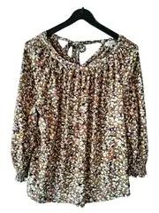 Vorschaubild 2 von Damen Bluse Langarm Schleife Nacken Gr. 38 M mehrfarbig Viskose