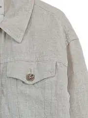 Vorschaubild 3 von Damen Leinen Jacke Gr. 36/S Beige Casual Übergangsjacke