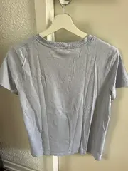 Vorschaubild 2 von Damen T-Shirt Gr. M Hellblau Basic Logo Baumwolle Casual