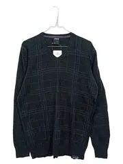 Vorschaubild 1 von Herren Pullover Kariert Grau V-Ausschnitt Langarm Gr. S