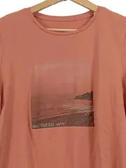 Vorschaubild 3 von Damen T-Shirt Print Rosa Gr. L Baumwolle Casual