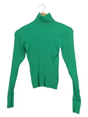 Vorschaubild 1 von EDC Damen Pullover Rollkragen Rippstrick Gr. 34 XS Grün Viskose Mix Langarm