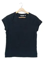 Vorschaubild 1 von Damen T-Shirt Basic Schwarz Gr. 42/XL mit Rüschenärmeln
