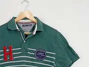 Vorschaubild 2 von Herren Poloshirt Gr. M Grün Gestreift Baumwolle Preppy