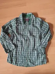 Vorschaubild 2 von Kinder Freizeithemd Kariert Langarm Baumwolle Grün Gr. 104