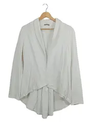 Vorschaubild 1 von Damen Strickjacke Cardigan Baumwolle Asymmetrisch Weiß Gr. L