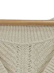 Vorschaubild 4 von Damen Pullover Strickpullover Gr. 36/S Beige V-Ausschnitt Lochmuster