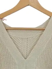 Vorschaubild 2 von Damen Pullover Strickpullover Gr. 36/S Beige V-Ausschnitt Lochmuster
