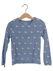 Vorschaubild 1 von Mädchen Langarmshirt Einhorn Motiv Rüschen Rippstrick Blau Gr. 110