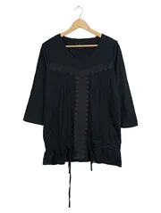 Vorschaubild 1 von Damen Langarmshirt Spitze Schwarz Gr. L 40 Tunika