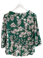 Vorschaubild 2 von Damen Bluse Blumenmuster Grün Gr. S 3/4-Arm Feminin