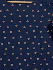 Vorschaubild 3 von Damen Langarmshirt Punkte Blau Gr. S 36 Baumwolle