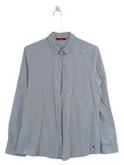 Vorschaubild 1 von Damen Bluse Gr. 38 Blau Gepunktet Baumwolle Langarm