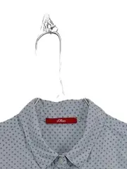 Vorschaubild 4 von Damen Bluse Gr. 38 Blau Gepunktet Baumwolle Langarm