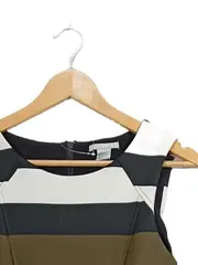 Vorschaubild 5 von Bleistiftkleid Damen Gr. S gestreift Oliv Schwarz Weiß ärmellos