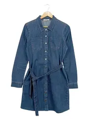 Vorschaubild 1 von Damen Jeanskleid Hemdkleid mit Gürtel Blau Gr. S 36