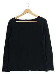 Vorschaubild 1 von Pullover Damen Klassisch Rippstrick Viskose Schwarz Gr. 40 L