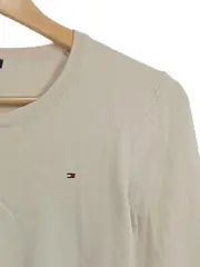 Vorschaubild 3 von Pullover Damen Gr. 36/S Beige Baumwolle Logo Basic Rundhals