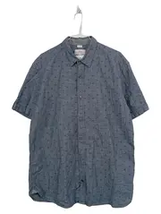 Vorschaubild 1 von Herren Kurzarm Hemd Gr. L Blau Palmen Muster Regular Fit Baumwolle