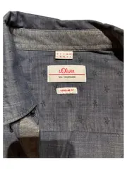 Vorschaubild 5 von Herren Kurzarm Hemd Gr. L Blau Palmen Muster Regular Fit Baumwolle