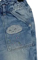 Vorschaubild 3 von Paperbag Jeans Mädchen Regular Fit Stickerei Applikationen Blau Gr. 110