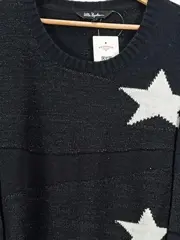 Vorschaubild 3 von Damen Pullover Sterne Schwarz Weiß Gr. 50/52 Strick