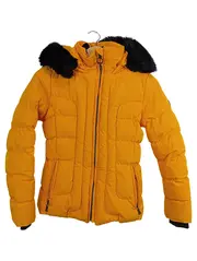 Vorschaubild 1 von Steppjacke Winterjacke Kapuze Fell Gelb Gr. 152 Kinder Outdoor Warm