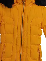 Vorschaubild 2 von Steppjacke Winterjacke Kapuze Fell Gelb Gr. 152 Kinder Outdoor Warm