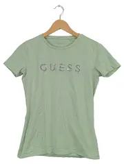 Vorschaubild 1 von Damen T-Shirt Gr. S Mintgrün Strass Logo Pailletten Baumwolle