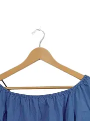 Vorschaubild 4 von Damen Bluse Langarm Gestreift Rüschen Baumwolle Blau Gr. 36 S