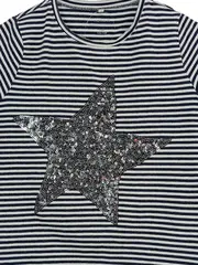 Vorschaubild 3 von Kinder T-Shirt Gr. 122/128 Pailletten Stern Gestreift Blau Weiß