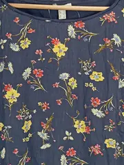 Vorschaubild 3 von Damen T-Shirt Blumenmuster Kurzarm Blau Gr. L 40 Viskose Casual