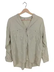 Vorschaubild 1 von Hemdbluse Damen Gr. S Beige Baumwolle Langarm Casual