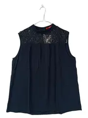 Vorschaubild 1 von Damen Bluse Gr. M Schwarz Spitze Ärmellos Elegant Top